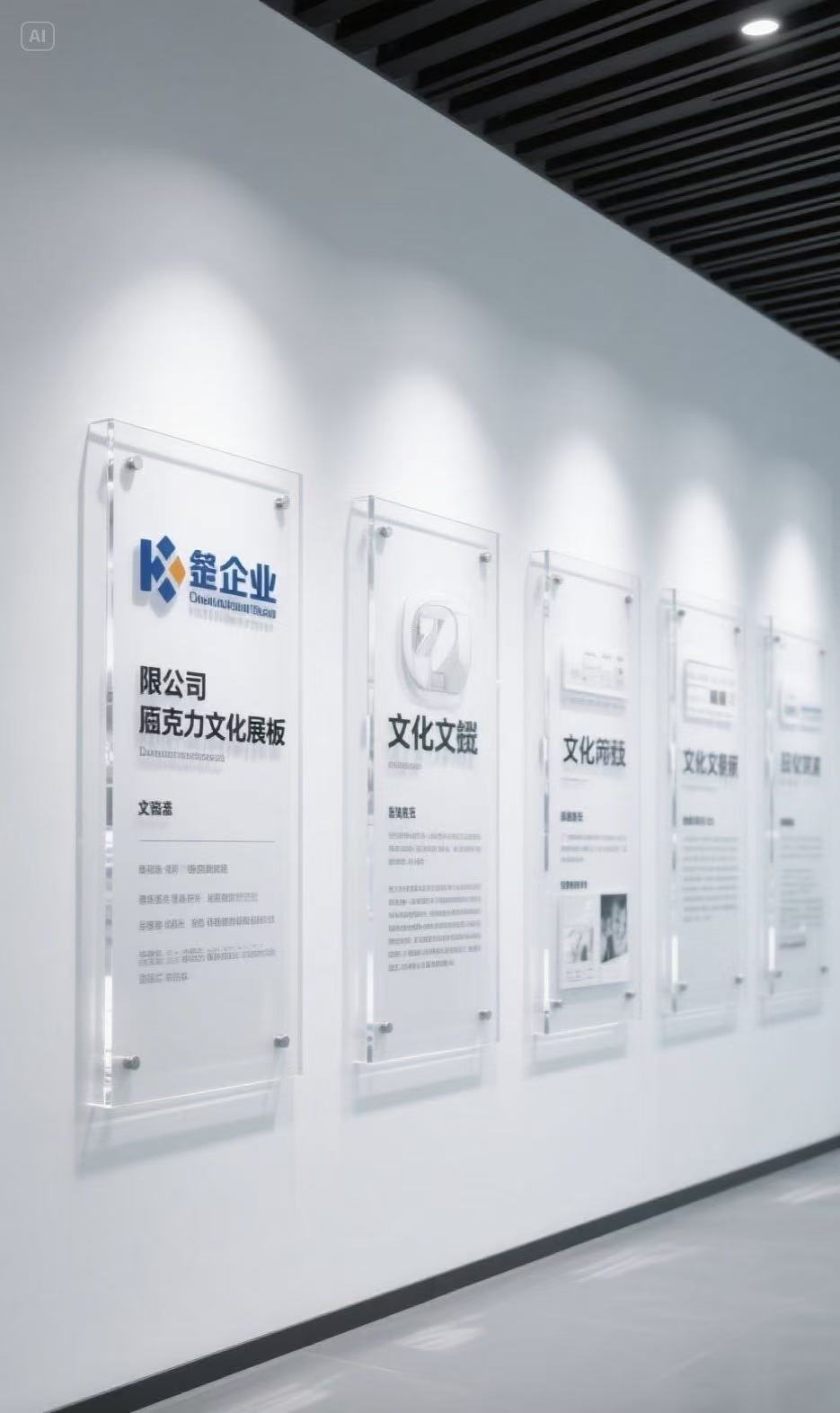 公司形象墙亚克力 LOGO 牌实拍图
